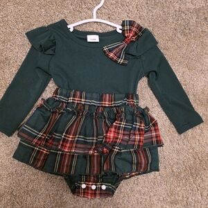 Green Plaid Baby Dress with Bow